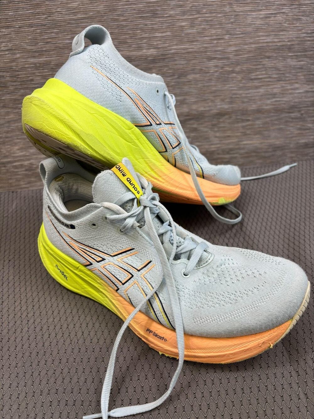 ASICS GEL-Nimbus 25 Shoes Womens Size 8.5 Blue Yellow Running Sneakers 1012B743
